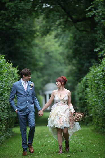 Ivory outdoor short wedding dresses
