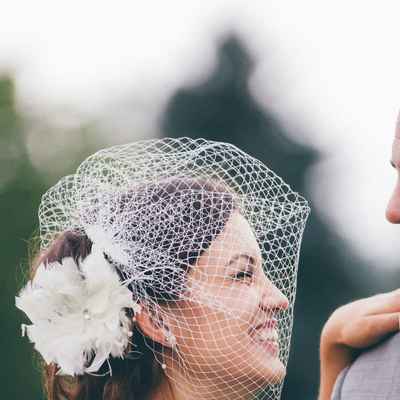 White outdoor wedding headpieces, veils, cover-ups & brooches
