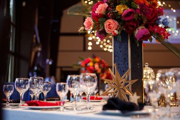 Blue overseas wedding reception decor