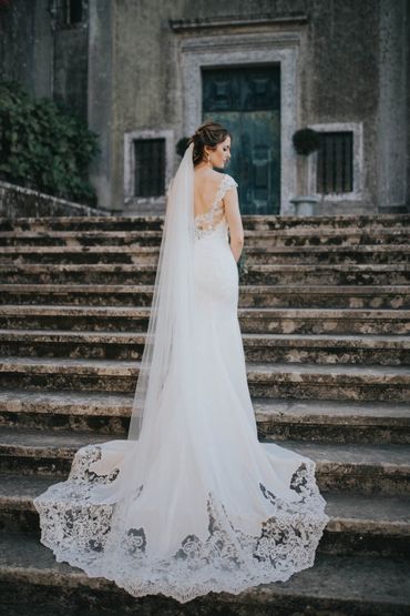 White outdoor long wedding dresses