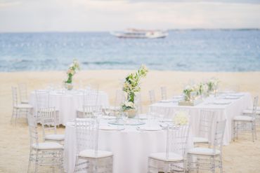White beach wedding reception decor