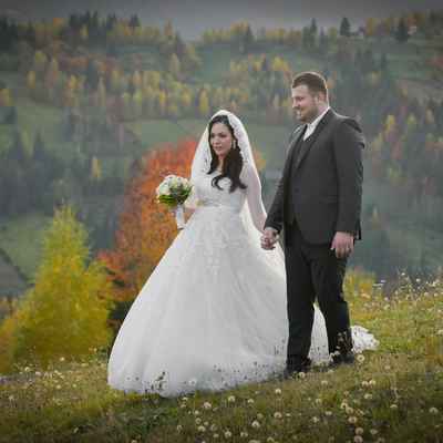 Autumn white outdoor long wedding dresses