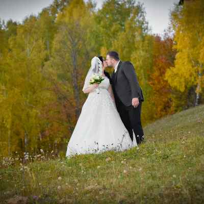 Autumn white outdoor long wedding dresses