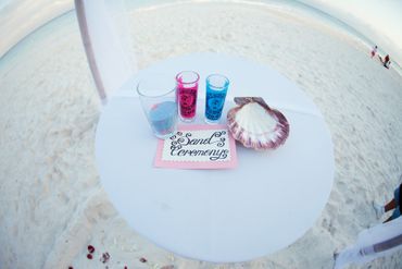 Beach blue wedding ceremony decor