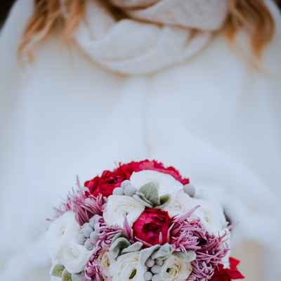 Red peony wedding bouquet