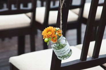 Rustic autumn wedding ceremony decor