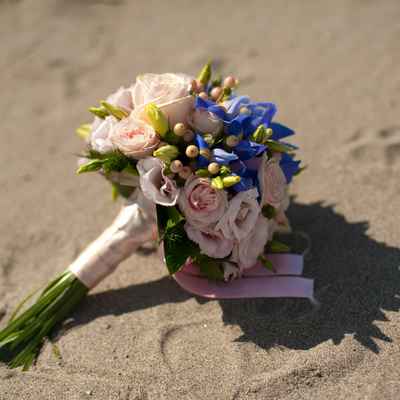 Pink iris wedding bouquet