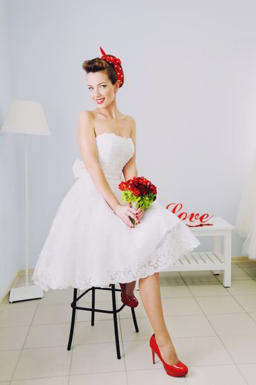 Vintage red corset wedding dresses