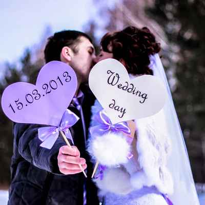 Winter purple wedding signs