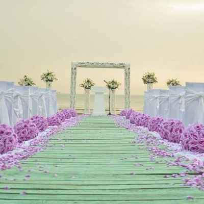 Beach green wedding ceremony decor