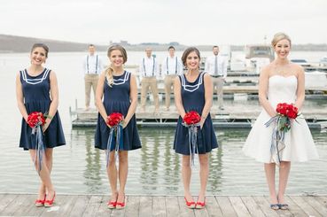 Marine red bridesmaids