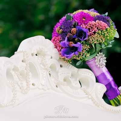 Pink aster wedding bouquet